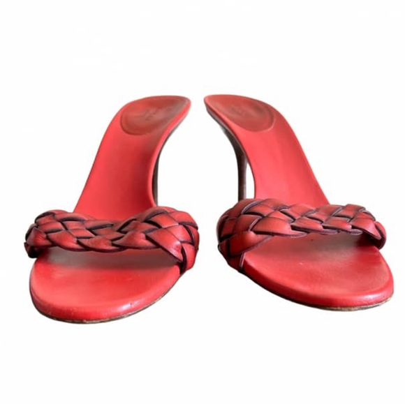 GUCCI Red leather slide sandal kitty heels - Picture 7 of 11